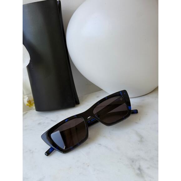 NEW Saint Laurent SL276 Mica Blue Havana Cat Eye Sunglasses - Picture 2 of 8